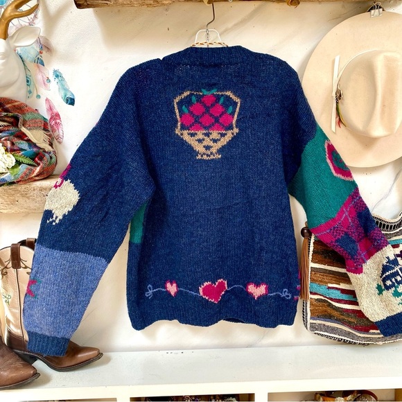 Farmhouse WOOLRICH patchwork vibe boho sweater w cabin colonial granny feel - Picture 12 of 16